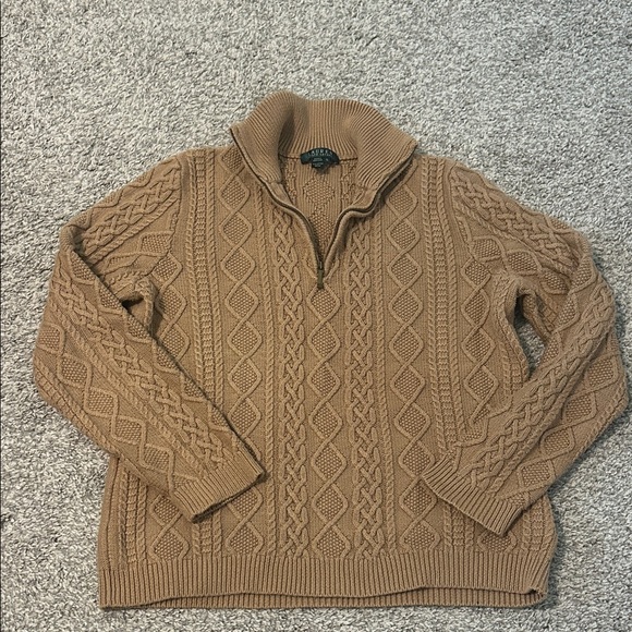 Vintage Lauren Ralph Lauren Camel Zip-Up Sweater - Picture 1 of 6